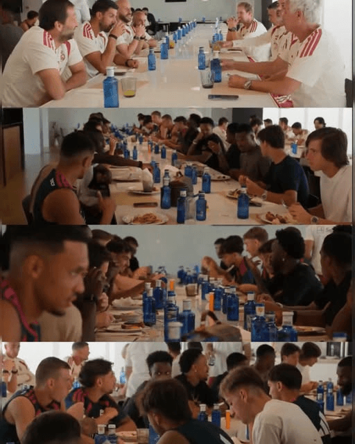 Images of players and Real staff from Vinicius' presence